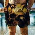 short de bain pour hommes imprimé tête de mort short hawaïen maillot de bain cordon de serrage avec doublure en maille taille élastique confort respirant short de vacances