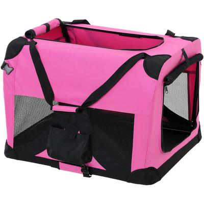 Protec - Hundetransportbox Pink Faltbar Transportbox Hunde Falt Box Trage Tasche [pro.tec] - Pink