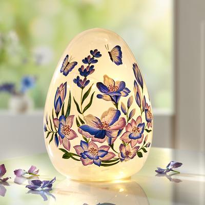 LED-Deko Glas-Ei mit Blütendekor Image