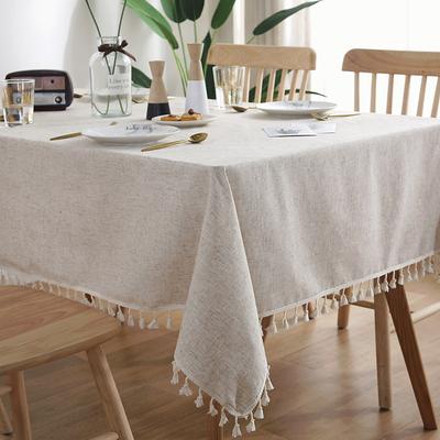 Tablecloth Art Nordic Bamboo Knotted Linen with Tassel Tablecloth Tea Coffee Table for Dining Table Home Room Decoration