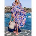 Women's Swing Dress Summer Dress Paisley Print Tassel Fringe V Neck Maxi long Dress Fashion Streetwear Outdoor Daily Long Sleeve Loose Fit Royal Blue Summer Spring S M L XL XXL