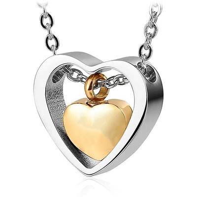 memory cremation ashes jewelry double heart urn necklace for ashes keepsake memorial pendant urn lockets for ashes for loved one(silver and gold)