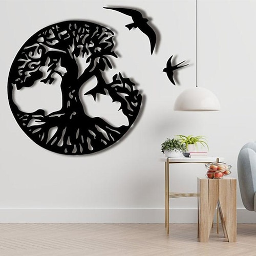 1 Stück Baum des Lebens, Metall-Wandkunst, Außendekoration, rostfreie Wandskulptur, ideal für Garten, Haus, Bauernhaus, Terrasse und Schlafzimmer, 30 x 30 cm/12'' x 12''