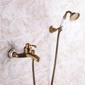 rubinetto doccia / set sistema soffione doccia a pioggia - doccetta inclusa stile vintage estraibile / ottone antico country / montaggio galvanico esterno rubinetti miscelatore doccia vasca in