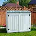 Dextrus 35 cu ft Outdoor Horizontal Storage Sheds Weather Resistant Resin Tool Shed Multi-Opening Door for Easy Storage of Bike Trash Cans Garden Tools Lawn Mowers Waterproof Lockable