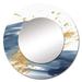 Design Art Dark Blue & Gold Abstract IV - Fractals Blue Large Round Mirror, Metal | 29 H x 29 W x 1 D in | Wayfair MTMIR102026-C29