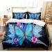 Butterfly Bedding Set Butterfly Duvet Cover Set Twin Full Queen King Size Blue Purple Butterflies Printed Comforter Cover Set for Girls Kids Teens 1 Quilt Cover 2 Pillowcases 3 Piece