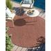 Unique Loom Outdoor Solid Rug 10 8 x 10 8 Round Rust Red