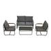OYang 4-Piece Outdoor Patio Furniture Sets Patio Conversation Set with Removable Seating Cushion for Home Yard Poolside