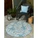 Unique Loom Palm Outdoor Botanical Rug 10 8 x 10 8 Round Light Aqua