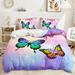 Butterfly Bedding Set Butterfly Duvet Cover Set Twin Full Queen King Size Blue Purple Butterflies Printed Comforter Cover Set for Girls Kids Teens 1 Quilt Cover 2 Pillowcases 3 Piece