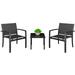 3 Pieces Patio Furniture Set Outdoor Patio Conversation Textilene Bistro Set Modern Porch Lawn Chairs with Coffee Table for Home and Balcony (Black)