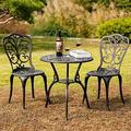 NLIBOOMLife Bistro Set 3 Piece Outdoor Patio Bistro Sets Cast Aluminum Bistro Table Set with Umbrella Hole Rust Resistant Outdoor Bistro Table and Chairs Set for Patio Balcony (Butterfly