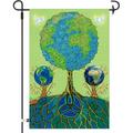 Earth Tree Burlap Decorative Garden Flag Vertical Yard Outdoor Indoor Decorations Peace Sign Outside Decor for Home Lawn Farmhouse Yard Flag Hippie Tree of Life Garden Flags for Backyard