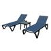 Patio Chaise Lounge Chair Set of 3 Aluminum Patio Chaise Lounge chair with 5 Adjustable Position Recliner and Side Table for Beach Yard Balcony Poolside Navy Blue