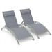 Patio Patio Chaise Lounge Set of 2 Aluminum Lounge Chairs for Outside with 5 Adjustable Positions Patio Lounge Chairs with Pillow All Weather Reclining Chair for Poolside Beach Patio Gray