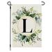 SDJMa Spring Summer Garden Flag 18x12 Inch 26 Letter Green Leaves Floral Double Sided Linen Yard Flag for Outdoor Patio Lawn Farmhouse Home Decor