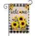 HGUAN Summer Colorlife Welcome Sunflower Garden Flag Vertical Double Sided Buffalo Check Plaid Rustic Holiday Party Flag Yard Outdoor Decores