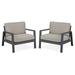 Home Square Aluminum Outdoor Chair with Cushions in Slate Gray & Tan - Set of 2