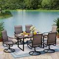 Outdoor Dining Set 7 Piece Outdoor Furniture Set 6 Swivel Dining Chairs and Rectangular Metal Dining Table for Lawn Garden Yards Poolside