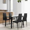 5 Pieces Dining Table Set for 4 Kitchen Room Tempered Glass Dining Table 4 Faux Leather Chairs Black