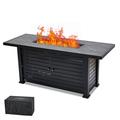 Propane Fire Pit Table 57 x 22 Inch 50000BTU Rectangle Fire Table with Cover & Rain Cover Sturdy Steel and Iron Fence Surface CSA Safety Certified Companion for Your Garden