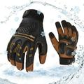 Vgo... 1-Pair -4 or above Winter Waterproof High Dexterity Heavy Duty Mechanic Glove Rigger Glove Anti-vibration Anti-abrasion Touchscreen (Size L Brown GA8954FW) Large(Pack of 1) Brown - Winter