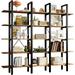 Bookshelves Triple Wide 5 Tiers Large Open Shelves Display Shelf with Back Fence for Home Office Decor Easy Assembly Vintage Brown