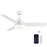 48 Ceiling Fans with Lights and Remote Control Versatile Wall-Mounted Fan for Bedroom Livingroom Office Home Smart Fan with Adjustable Timing Speed Changeable Adjustable LED Lighting White