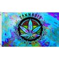 3X5 CANNABIS WEED LEAF MARIJUANA HEMP TYE DIE NEON COLORS FLAG BANNER 100D