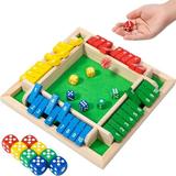 JUNWELL Shut The Box Games for Family Large Wooden Dice Games 1-4 Players Board Game with 10 Dices Math Games for Kids & Adults Smart Game for Learning Tabletop Games 12 Inches