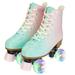 YYW Roller Skate Girls Women Fashion Classic High-top Roller Skates with Light up wheels Green&Pink (Women s 6)