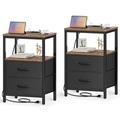 Rebrilliant Milburr Metal Nightstand Wood/Metal in Black | 23.6 H x 15.7 W x 11.8 D in | Wayfair F9745D303BBF4B8CB396F1F0E647CDCF