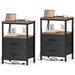 Rebrilliant Milburr Metal Nightstand Wood/Metal in Black | 23.6 H x 15.7 W x 11.8 D in | Wayfair F9745D303BBF4B8CB396F1F0E647CDCF