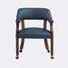 Breakwater Bay Larrick Back Arm Chair Dining Chair Faux Leather/Wood/Upholstered in Blue | 29.5 H x 26 W x 25.5 D in | Wayfair