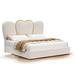 Mercer41 Breckynn Platform Storage Bed w/ LED Lights Upholstered/Velvet/Metal in White | 55.1 H x 82.3 W x 83.9 D in | Wayfair