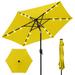Arlmont & Co. 7.5Ft Outdoor Solar Patio Umbrella For Deck, Pool W/Tilt, Crank, LED Lights - Cerulean, Steel in Yellow | Wayfair