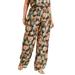 Plus Size Women's Wide-Leg Printed Trousers by June+Vie in Black Textured Wallflower (Size 26/28)