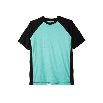 Men's Big & Tall Raglan sleeve swim shirt by KS Island in Heather Tidal Green Black (Size 5XL)