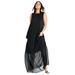 Plus Size Women's Ruffle Hem Maxi Dress by June+Vie in Black (Size 22/24)