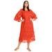 Plus Size Women's Bell-Sleeve Lace Midi Dress by June+Vie in Nectarine (Size 30/32)