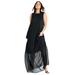 Plus Size Women's Ruffle Hem Maxi Dress by June+Vie in Black (Size 30/32)