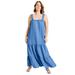 Plus Size Women's Strapless Tiered Midi Dress by June+Vie in Horizon Blue (Size 18/20)