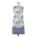 London Times Casual Dress - Mini Crew Neck Sleeveless: Blue Dresses - Women's Size 10