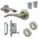 Betley Butterfly Zena Door Handle Lock Key Set Modern Design Satin Nickel Lever On Rose Internal Escutcheon