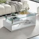 Furniture in Fashion Zariah Coffee Table Clear Glass Coffee Table For Living Room Centre Table Tea Table Living Room Furniture White High Gloss Base