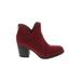 Natural Soul by Naturalizer Ankle Boots: Burgundy Print Shoes - Women's Size 8 1/2 - Round Toe