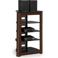 Centurion Supports Zinnia 5-Shelf Black With Walnut Fascia Flat Screen Tv, Hi-Fi, Av Rack Glass Stand