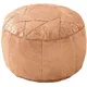 Just So Home Real Leather Morrocan Style Round Footstool Pouffe Bean Bag (Sand)