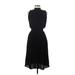 NANETTE Nanette Lepore Cocktail Dress - A-Line High Neck Sleeveless: Black Solid Dresses - Women's Size 6